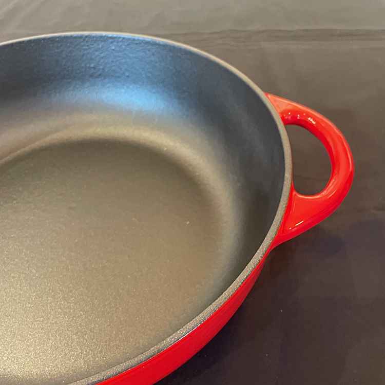 kuechenprofi Bauernpfanne Gusseisen mit hohem Glasdeckel 28 cm rot Bild 2