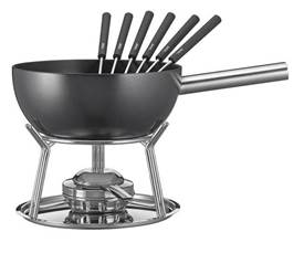 Fondue-Garnitur schwarz 23cm 8 tlg.
