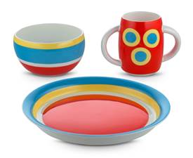 alessi Kindergeschirr Alessini 3 Teile im Geschenkkarton con Centrici AM39S2